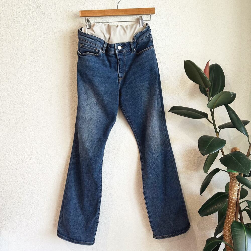 Blanqi Denim Maternity Straight Leg Jeans (10) 30X30 Full Belly Support Stretch